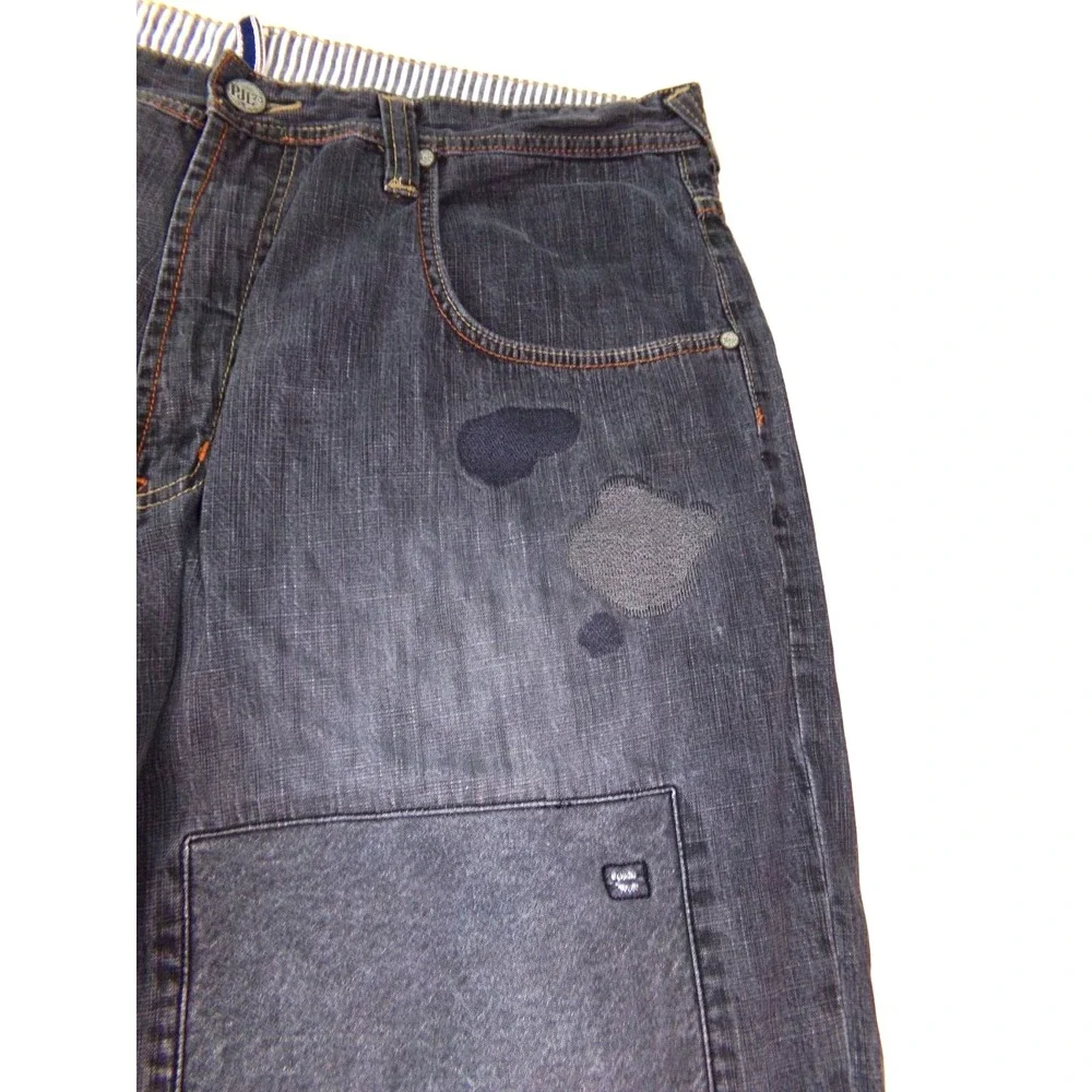Pepe Jeans London Mens Size 40x33 Gray Distressed Patchwork Y2K‎